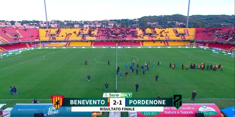 Benevento-Pordenone 2-1: Elia e Di Serio regalano la terza vittoria consecutiva a Caserta