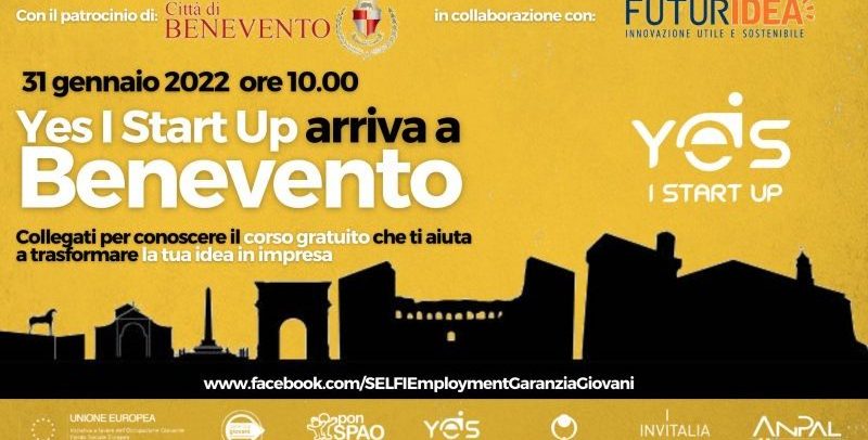 Benevento, Evento online organizzato da Futuridea: Yes I Start Up arriva in città ￼