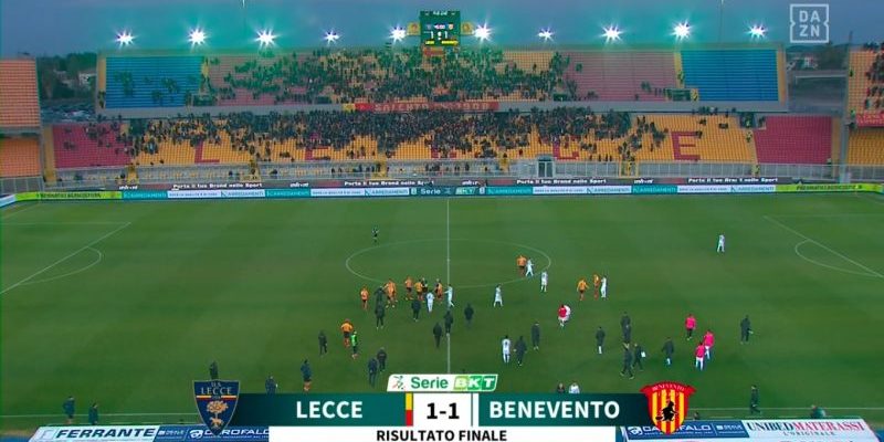 Lecce-Benevento termina 1-1: secondo pari consecutivo per la truppa di Caserta