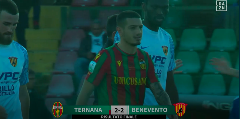 Ternana-Benevento 2-2: Acampora e Tello i marcatori per la Strega