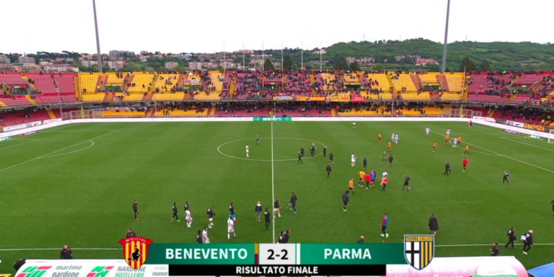 Benevento-Parma 2-2: prova d’orgoglio della Strega, ma la salvezza resta lontana