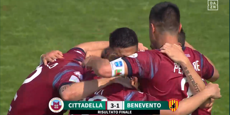 Cittadella-Benevento 3-1: è notte fonda per la Strega