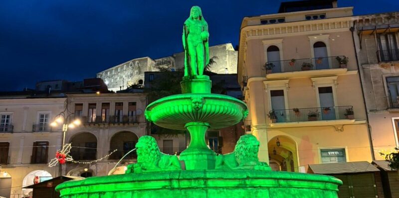 Montesarchio, giornata persone scomparse: fontane di Ercole si illumina di verde