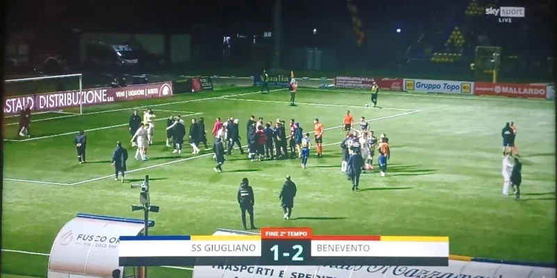 Giugliano-Benevento 1-2: Lanini e Ciciretti ribaltano il derby nella ripresa