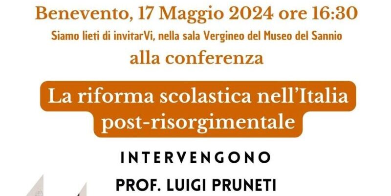 “La riforma scolastica nell’Italia Post risorgimentale”: venerdì 17 maggio la conferenza del Circolo Manfredi