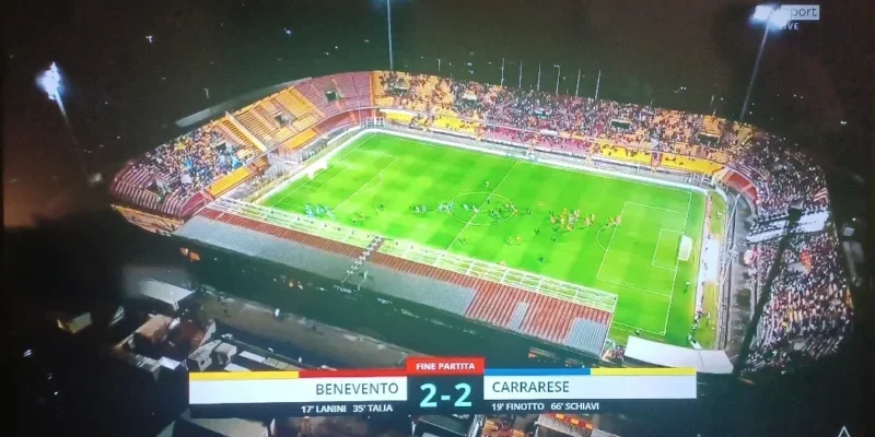 Benevento-Carrarese 2-2: la punizione di Schiavi condanna la Strega all’eliminazione