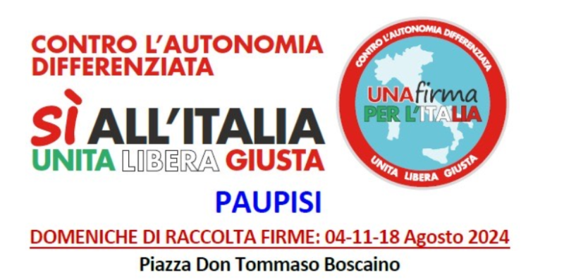 Paupisi, domenica banchetto per referendum contro autonomia differenziata