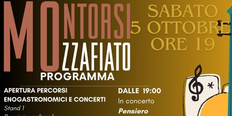 “Montorsi Mozzafiato”: aperte le prenotazioni per sabato 5 ottobre per i percorsi enogastronomici e musicali a Sant’Angelo a Cupolo