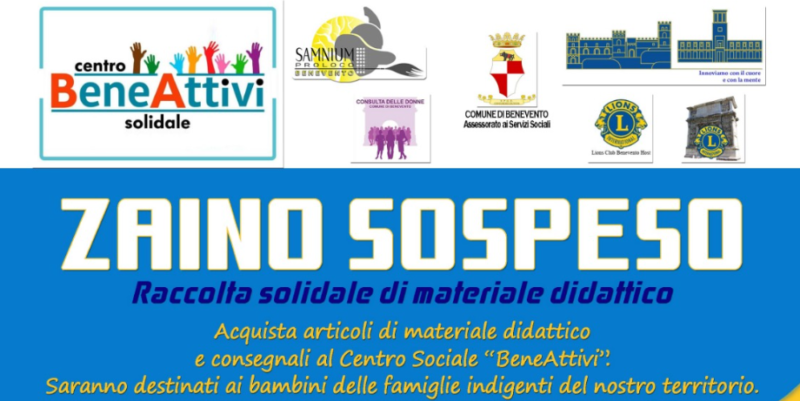 Lions Club Benevento Host e Lions Club Benevento Arco Traiano, torna l’iniziativa “Zaino Sospeso”