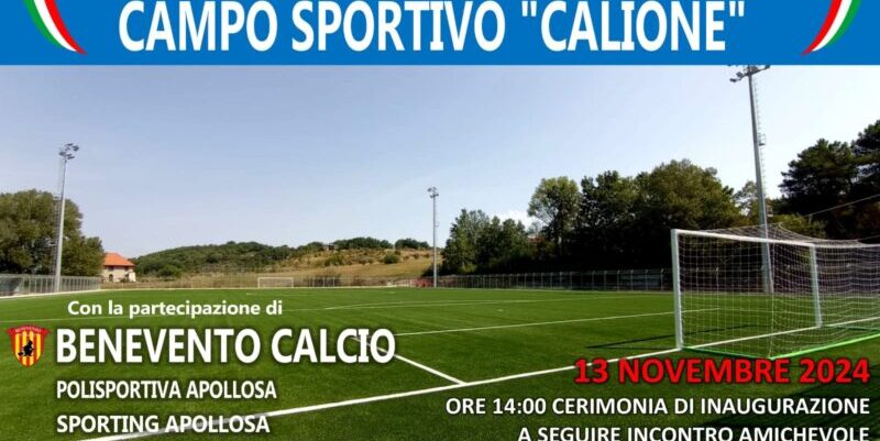 Apollosa, mercoledì l’inaugurazione del Campo Sportivo ‘Calione’: ospiti il Benevento e Vigorito