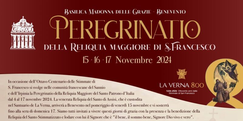 Benevento, in arrivo venerdì 15 la Reliquia di San Francesco d’Assisi