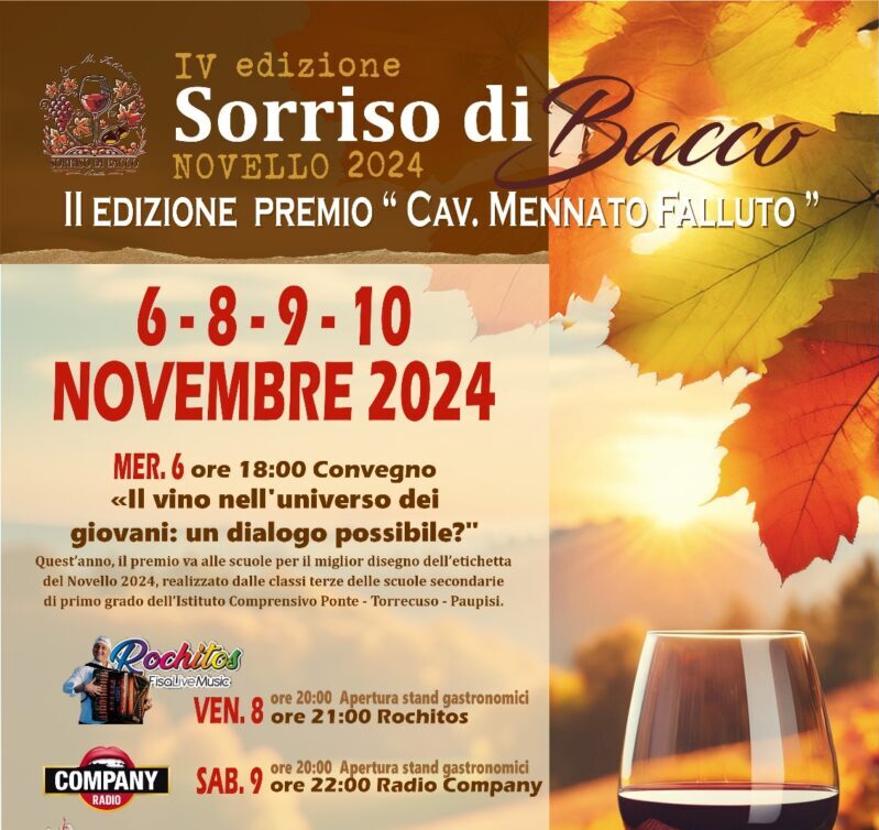 Torrecuso| Sorriso di Bacco, domani 6 novembre la cerimonia del 2° premio ‘Cavalier Mennato Falluto’ 