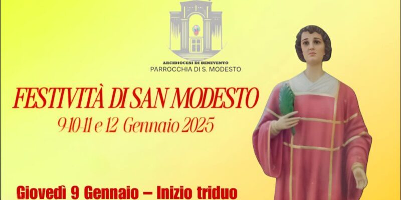 Benevento| Parrocchia San Modesto, dal 9 al 12 gennaio si celebrerà la festività del Santo Patrono