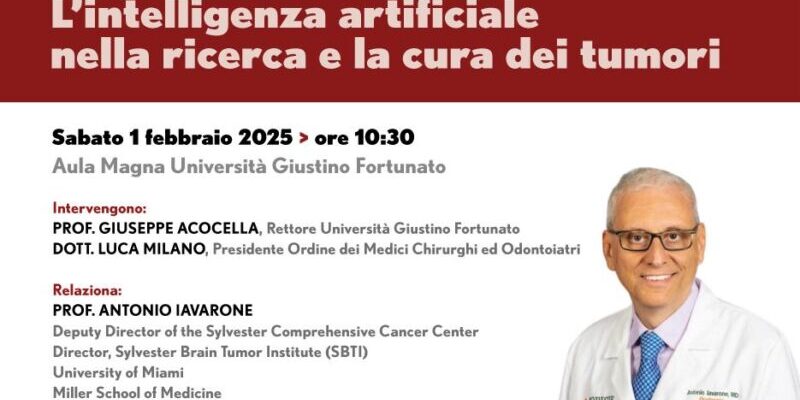 “L’intelligenza artificiale nella ricerca e la cura dei tumori”, all’UniFortunato l’incontro con lo scienziato Iavarone